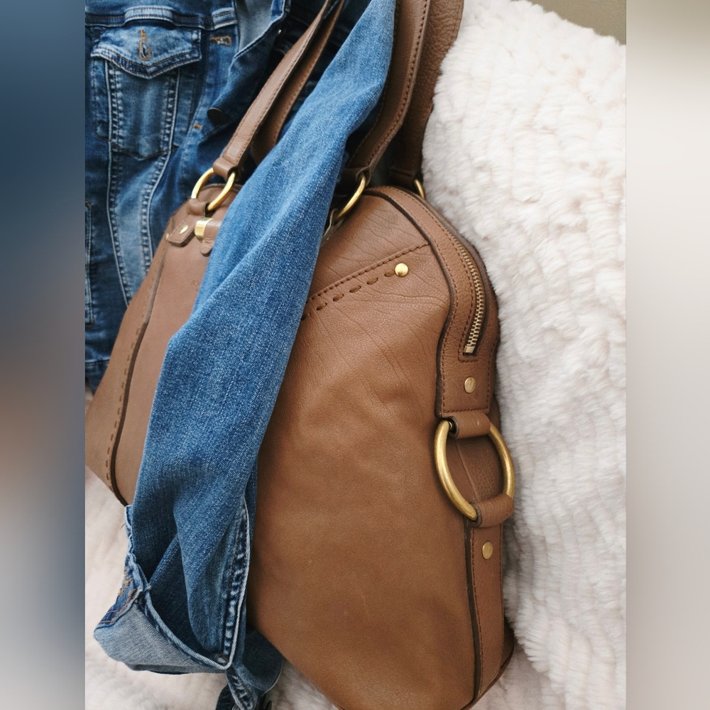 Authentic YSL SAINT LAURENT Muse Brown‎ Y Leather Weekender Boston Travel Tote - Picture 5 of 16